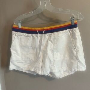 Vans white shorts deep front pockets rainbow waistband L tennis pickleball